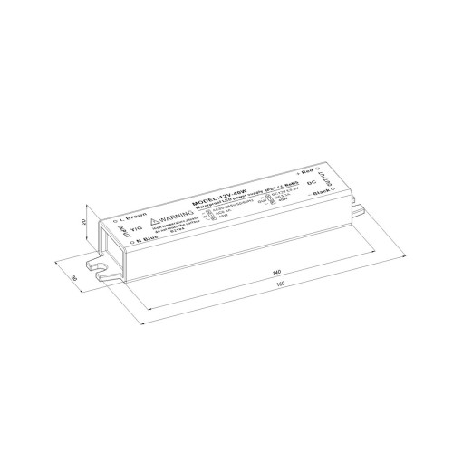 Блок питания LC-WP-40W-12V IP67 3.3 A 160x30x20