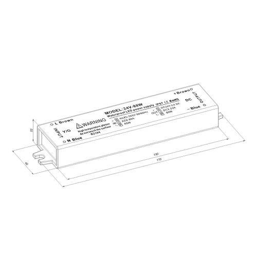 Блок питания LC-WP-80W-24V IP67 3.25 А 220x40x22