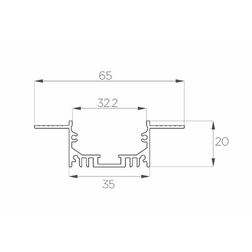 Профиль алюминиевый под шпаклевку LC-LPSH-2065-2 Anod