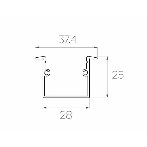 Профиль врезной алюминиевый LC-LPV-2537-2 Anod