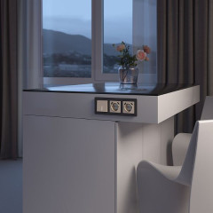 W1110143/ Выключатель одноклавишный с подсветкой (айвори акрил) W1110143