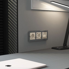 Накладка для двойной розетки Еthernet RJ-45 (айвори акрил) W1191143