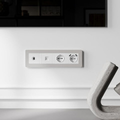 Рамка на 4 поста Split (дымчатый/белый, soft-touch) W0043067