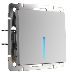 W1110106/ Выключатель одноклавишный с подсветкой (серебряный) W1110106