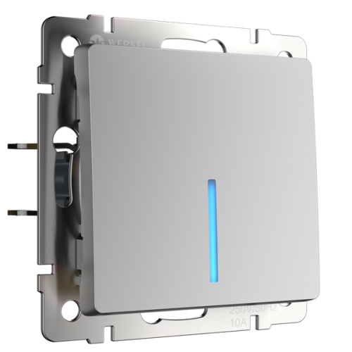 W1110106/ Выключатель одноклавишный с подсветкой (серебряный) W1110106