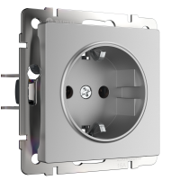 W1171106/ Розетка с заземлением и шторками (серебряный) W1171106