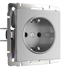 W1171106/ Розетка с заземлением и шторками (серебряный) W1171106