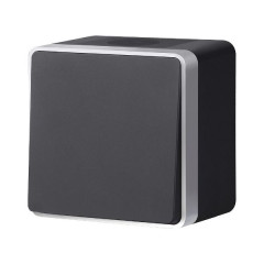 W5010234/ Выключатель одноклавишный влагозащищенный Gallant (черный с серебром) W5010234