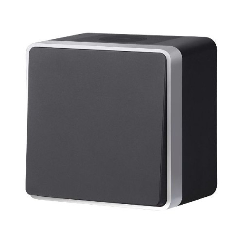 W5010234/ Выключатель одноклавишный влагозащищенный Gallant (черный с серебром) W5010234