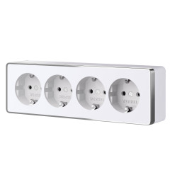 Розетка четверная с заземлением и шторками Gallant белая W5072210