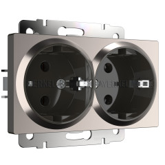 Розетка двойная с заземлением глянцевый никель W1172002