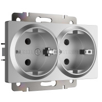 Розетка двойная с заземлением серебряный W1172006