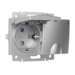 Розетка двойная влагозащ. с зазем. с защит. крышками и шторками серебряный W1172206