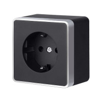 Розетка с заземлением Gallant черный с серебром W5071034 W5071034