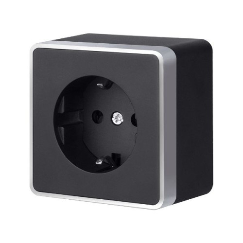 Розетка с заземлением Gallant черный с серебром W5071034 W5071034