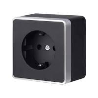 Розетка с заземлением и шторками Gallant черный с серебром W5071134 W5071134