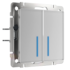 Сенсорный выключатель двухклавишный с подсветкой 1000 Вт серебряный W4520006