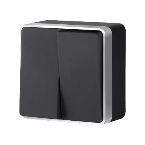 Выключатель двухклавишный Gallant черный с серебром W5020034 W5020034