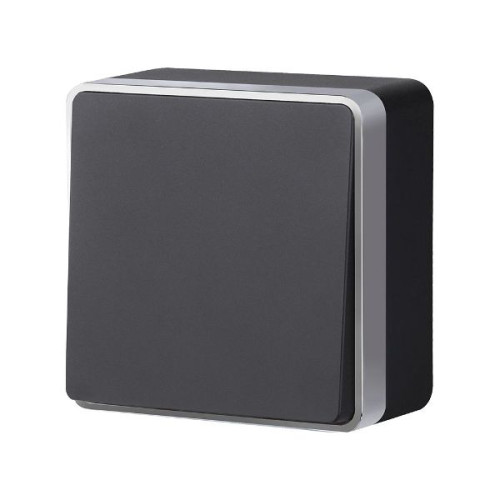 Выключатель одноклавишный проходной Gallant черный с серебром W5012034