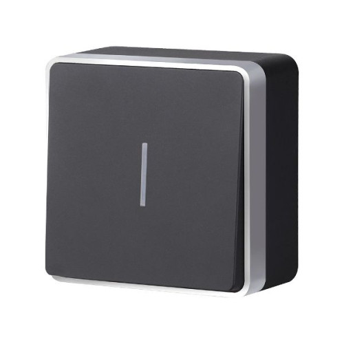 Выключатель одноклавишный с подсветкой Gallant черный с серебром W5010134 W5010134