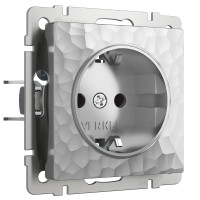 Розетка с заземлением (Hammaer серебряный) W1271006