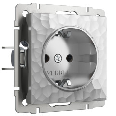 Розетка с заземлением (Hammaer серебряный) W1271006