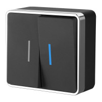 Выключатель двухклавишный с подсветкой Gallant черный/хром W5020135